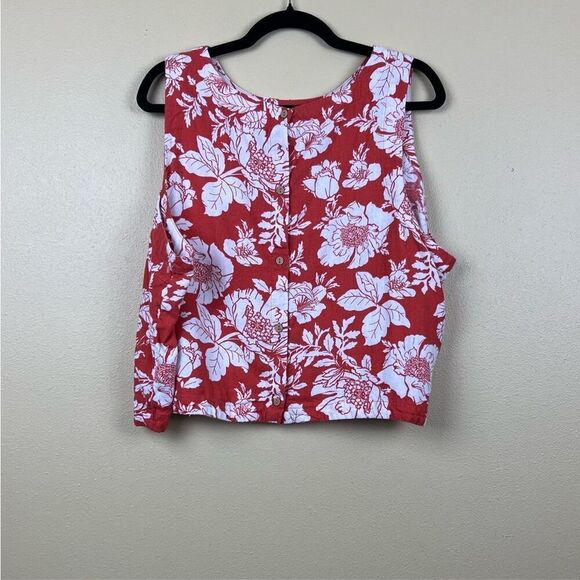 Old Navy Short Top Set Linen Blend Floral High Rise Pockets Top XL Short XXL - Picture 2 of 12